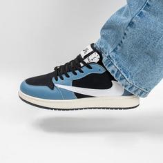 کفش کتانی اسپرت مردانه رنگ آبی مشکی مدل نایک NIKE Jordan 1 low کد 71426