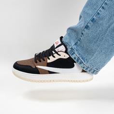 کفش کتانی اسپرت مردانه رنگ مشکی قهوه ای مدل نایک NIKE Jordan 1 low کد 71502