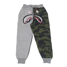 شلوار گرمکن بدون کرک طوسی سبز چریکی بیپ BAPE