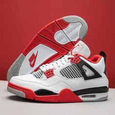 کتونی نایک جردن مدل Jordan 4 retro رنگ قرمز و سفید 