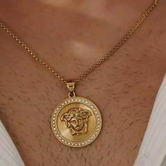 گردنبند و پلاک آویز استیل مدل ورساچ versace نگین کاری شده رنگ ثابت کد mp