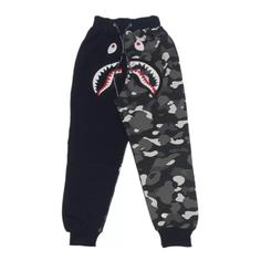 شلوار گرمکن بدون کرک مشکی طوسی چریکی بیپ BAPE