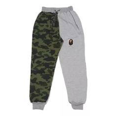 شلوار گرمکن بدون کرک طوسی سبز چریکی بیپ Bape