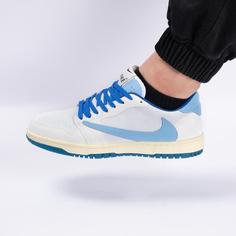 کفش کتانی اسپرت مردانه رنگ سفید آبی مدل نایک NIKE Jordan 1 low کد 71368