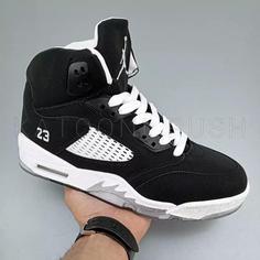 کفش مردانه جردن Nike Jordan 5  رنگ مشکی سفید 41 تا 45   کفش کتونی   جردن 5   jordan 5   کفش ایر جردن  کتونی جردن 5    