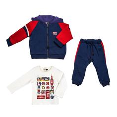 ست سه تیکه سویشرت و شلوار و تیشرت پسرانه ایندیگو مدل 296033 Three piece set of indigo sweatshirt  pants and t shirt for boys  model 296033