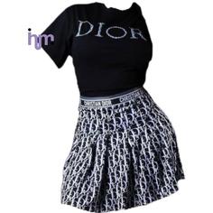 ست تیشرت دامن پلیسه DIOR کد 25319