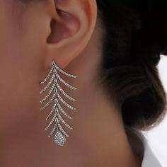 گوشواره جواهری MC jewelry زنانه و مجلسی تمام نگین طرح آویز درخت رنگ ثابت آبکاری نقره کد mp