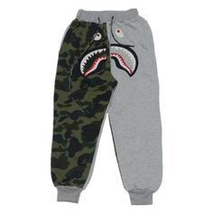 شلوار گرمکن بدون کرک طوسی سبز چریکی بیپ bape