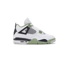 کفش نایک ایرجردن 4 سفید مشکی سبز Nike Air Jordan 4 Retro Seafoam