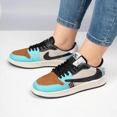 کفش کتانی اسپرت زنانه رنگ مشکی آبی مدل نایک NIKE Jordan 1 low کد 71737