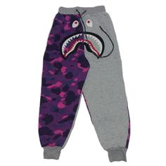 شلوار گرمکن بدون کرک طوسی بنفش  بیپ bape