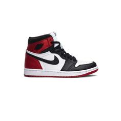 کتونی نایک ایرجردن 1 مشکی سفید قرمز Nike Air Jordan 1 Retro High Satin Black Toe