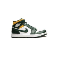 کتونی نایک ایرجردن 1 سبز و زرد Nike Air Jordan 1 Mid Sonics