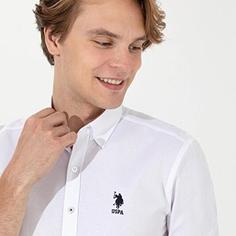 پیراهن آستین بلند مردانه رصان سفید برند u s polo assn GOX022K