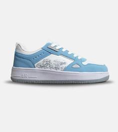 کفش کتانی مردانه سفید طوسی آبی NIKE AirForce Draw مدل 5980