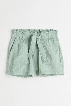 شلوارک لینن دخترانه - سبز پاستیلی Linen shorts for girls - pastel green