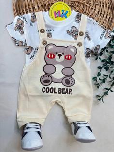 سرهمی پیشبندی طرح Cool Bear شیری نوزادی و کودک کد 112018