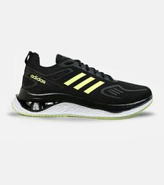 کفش کتانی مردانه مشکی لیمویی Adidas running shoes مدل 4017