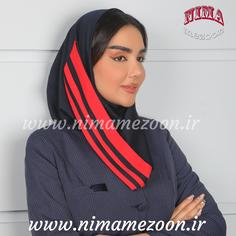 مقنعه نیم دراپه نوار قرمز کد ۲۵