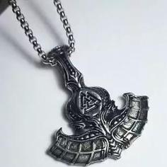 گردنبند و پلاک آویز استیل Thor s Hammer Mjollnir Norse چکش ثور رنگ ثابت کد ar