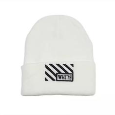 کلاه بافت سفید مشکی آف وایت off white