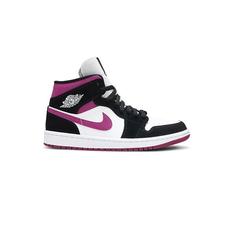 کفش نایک ایرجردن 1 مشکی سفید صورتی Nike Air Jordan 1 Mid Cactus Flower