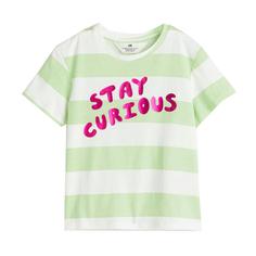 تی شرت آستین کوتاه دخترانه اچ اند ام مدل راه راه Stay Curious