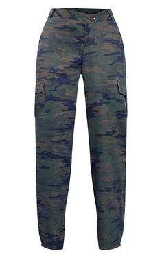 شلوار بلند کامو زنانه Tall Camo Asymmetric Waistband Cargo Trousers