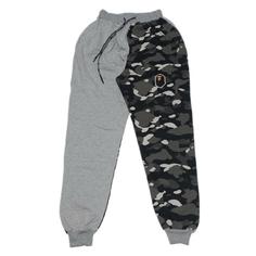 شلوار گرمکن بدون کرک طوسی مشکی چریکی بیپ bape