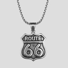 گردنبند و پلاک آویز استیل Route 66 رنگ ثابت کد ar