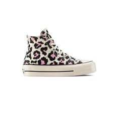 کفش کانورس پلتفرم پلنگی سفید صورتی Converse Chuck Taylor All Star Lift High Leopard