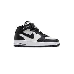 کتونی نایک ایرفورس نیم ساق مشکی سفید Nike Stussy x AirForce 1 Mid