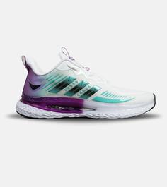 کفش کتانی مردانه سفید آبی بنفش ADIDAS running مدل 6139