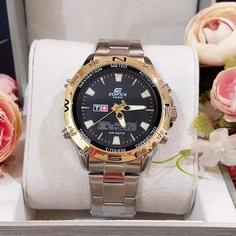 ساعت مچی مردانه دوزمانه CASIO EDIFICE ادیفیس دورطلایی