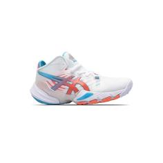 کتونی تخصصی والیبال اسیکس متارایز سفید آبی نارنجی Asics Metarise White Blue Orange