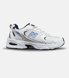 کفش کتانی مردانه و زنانه سفید نقره ای آبی NEW BALANCE 530 مدل 5497