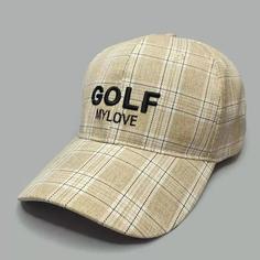 کلاه کپ چهارخونه طرح GOLF رنگ کرم کد 1148