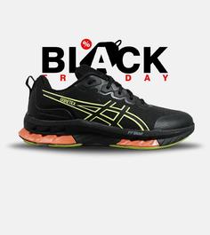 کفش کتانی مردانه مشکی لیمویی نارنجی ASICS GORETEX مدل 6069