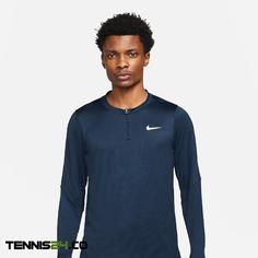 تی شرت نیم زیپ تنیس مردانه نایک NikeCourt Dri-FIT Advantage-سرمه ای