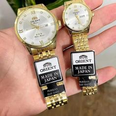 ساعت اورینت ست orient watch  موتور ژاپن دوتقویم استیل رنگ ثابت کیفیت عالی با جعبه چوبی و ارسال رایگان کد 1