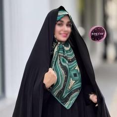 روسری نخی قواره بزرگ طرح رزین سبز