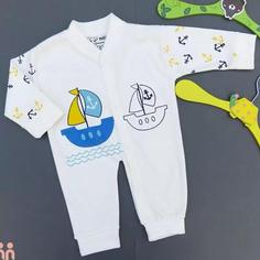 سرهمی نوزاد نخی سفید قایق Baby sleepsuits