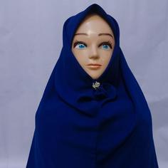 مقنعه ساده 90 کرپ ابی کاربنی