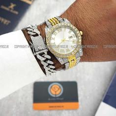 ست ساعت مچی مردانه فول نگین رولکس ROLEX مدل 2119 