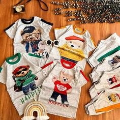 تیشرت شلوارک تدی ملانژ دخترانه و پسرانه