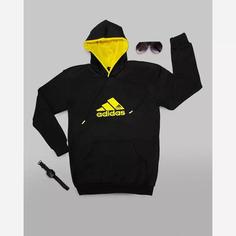 هودی مشکی زرد مردانه Adidas مدل 1351