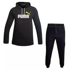 ست هودی کلاه دار مردانه مشکی آستین بلند مدل PUMA