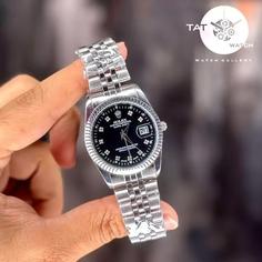 ساعت مچی مردانه رولکس سیلور مشکی شش ماه گارانتی جعبه ارسال رایگان rolex