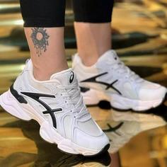 کتونی آسیکس دخترانه زنانه کفش ونس اسپورت اسیکس ASICS شیک لژدار اسپرت لژ دار مشکی سفید کرم کرمی بندی رانینگ سبک راحتی پنج